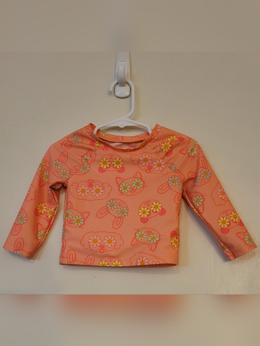 Cat & Jack Girls Rashguard Swim Shirt Cats Dogs Bunnies Flowers 18 Months